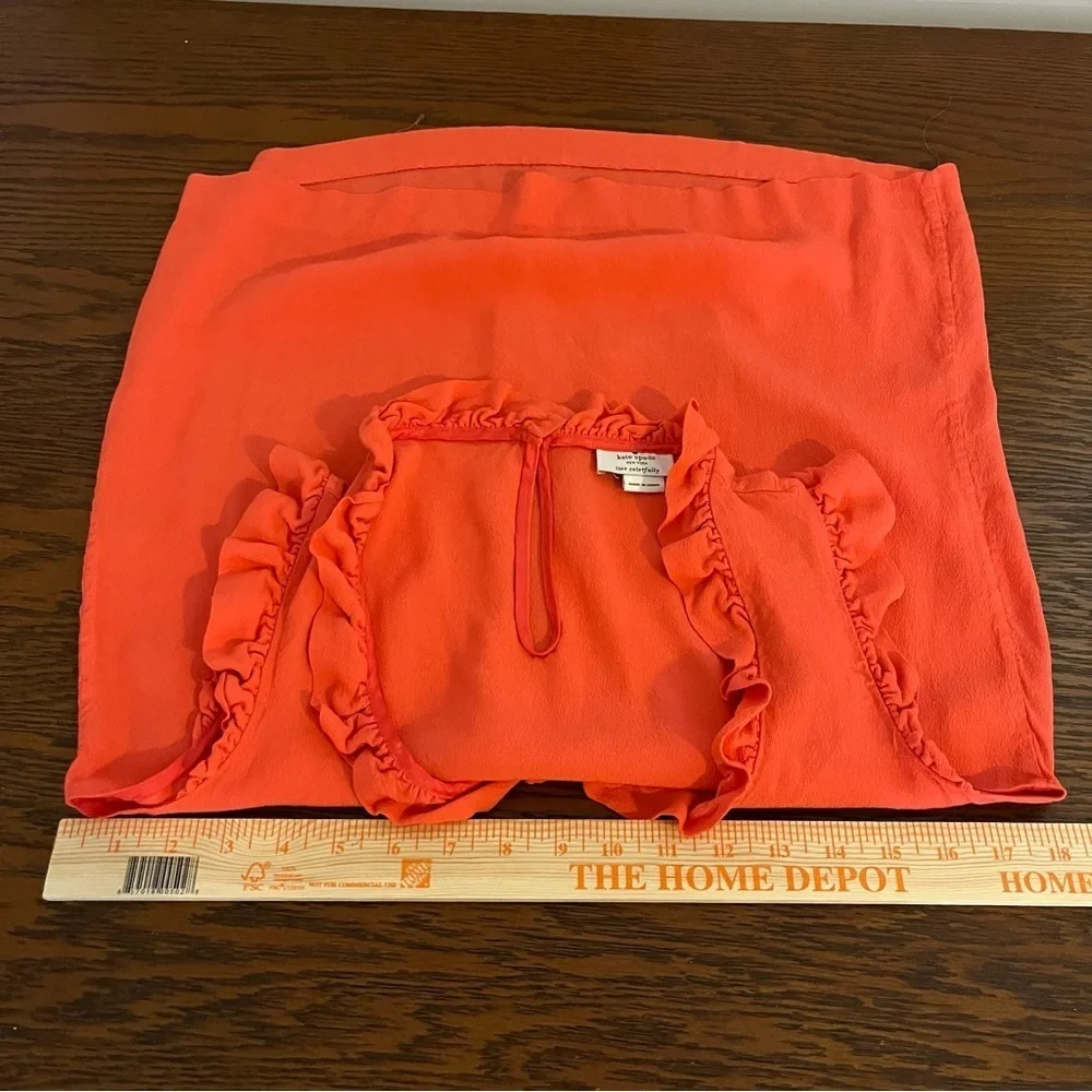 Kate Spade Womens Ruffled Orange Top Very Bright Live Colorfully Flowy Airy